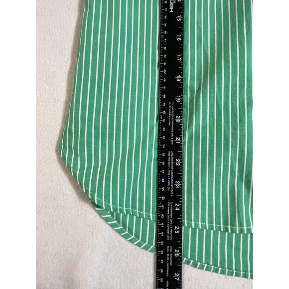 NWT T/S Green Poplin White Button Down Women Shirt Preppy $50 XS Francescas - Picture 8 of 8